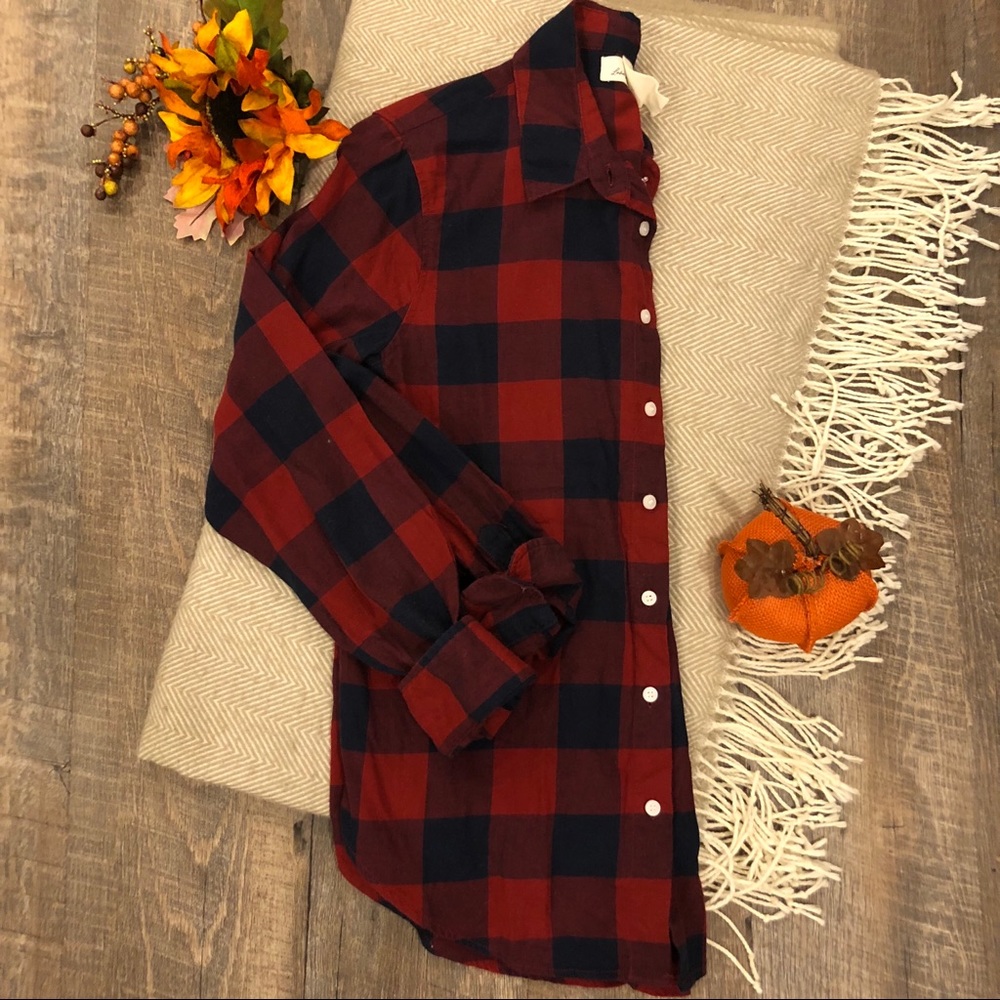 Plaid Red and Navy Flannel